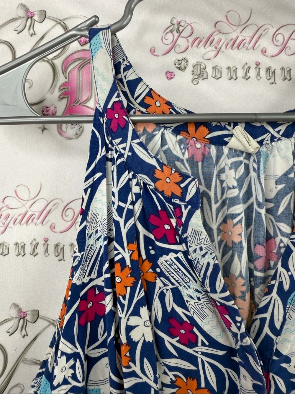 Old Navy Blue Floral Maxi Dress with Orange & Pink Accents - Picture 10 of 16